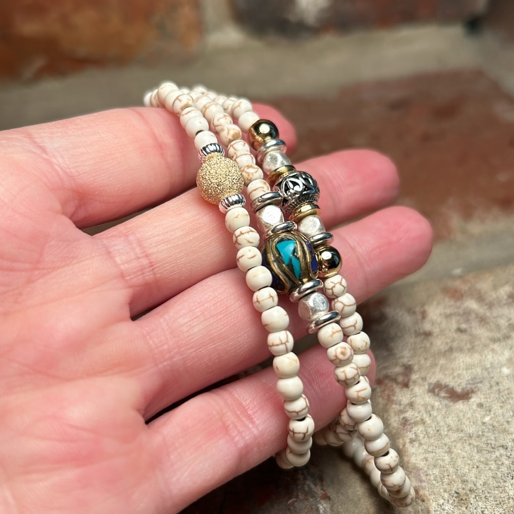 Howlite Anklet & Bracelets with 14k Gold Filled Beads - Picture 11 of 11